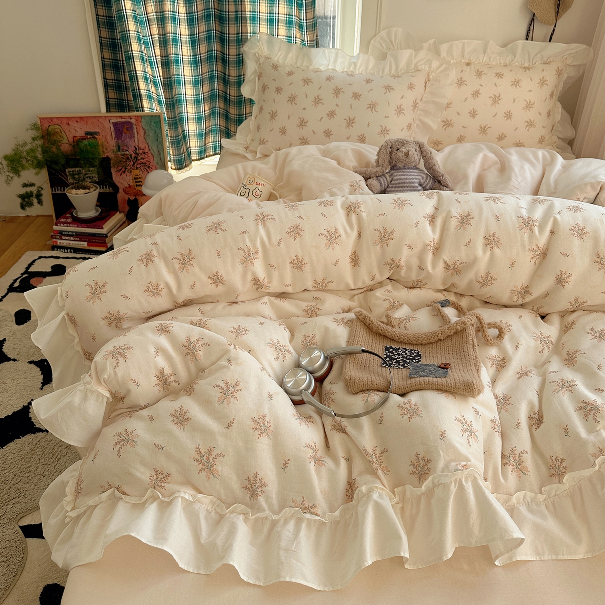 91家纺网 家纺一手货源 找家纺 （总）丽涵家纺 2026新款法式立体花边全棉纯棉双层纱四件套