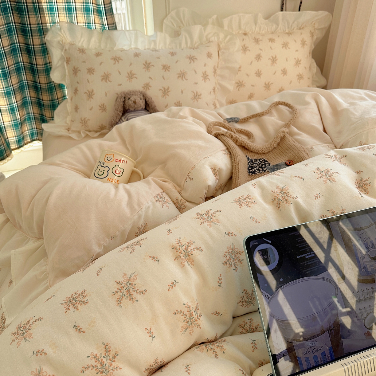 91家纺网 家纺一手货源 找家纺 （总）丽涵家纺 2026新款法式立体花边全棉纯棉双层纱四件套