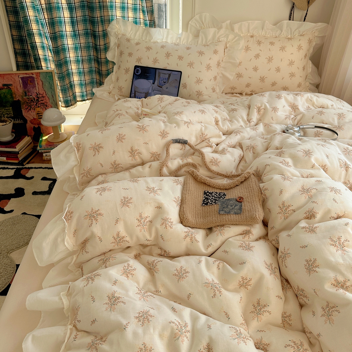 91家纺网 家纺一手货源 找家纺 （总）丽涵家纺 2026新款法式立体花边全棉纯棉双层纱四件套