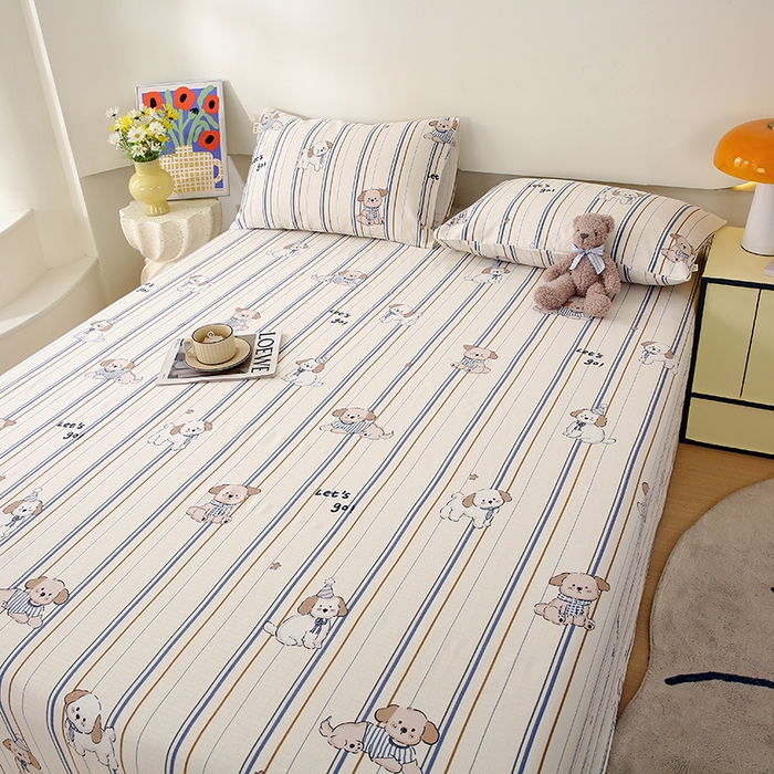 91家纺网 家纺一手货源 找家纺 爱彼家纺 2026春夏新款A类全棉纯棉老粗布凉席三件套席子床单-系列四 华夫格-罗马小狗