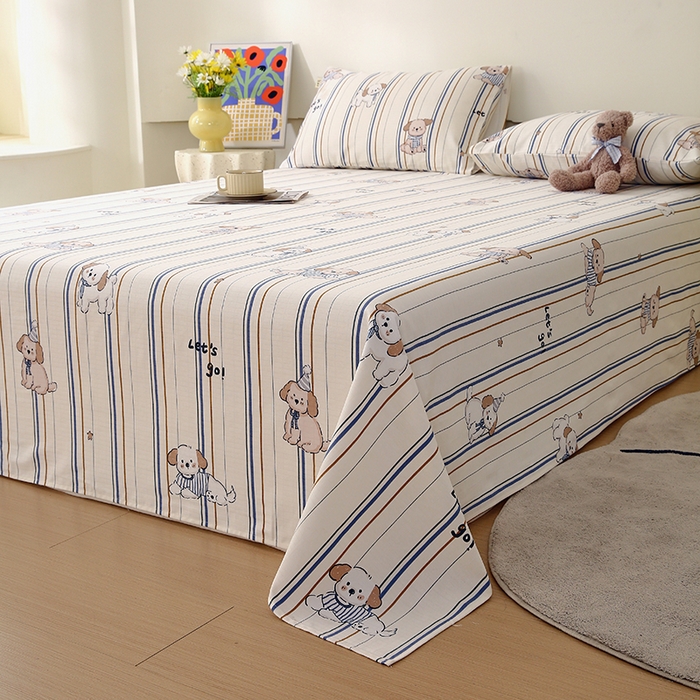 91家纺网 家纺一手货源 找家纺 爱彼家纺 2026春夏新款A类全棉纯棉老粗布凉席三件套席子床单-系列四 华夫格-罗马小狗