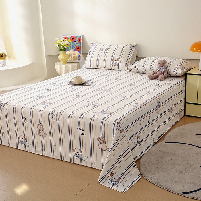 91家纺网 家纺一手货源 找家纺 爱彼家纺 2026春夏新款A类全棉纯棉老粗布凉席三件套席子床单-系列四 华夫格-罗马小狗