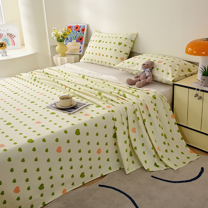 91家纺网 家纺一手货源 找家纺 爱彼家纺 2026春夏新款A类全棉纯棉老粗布凉席三件套席子床单-系列四 华夫格-北野爱心