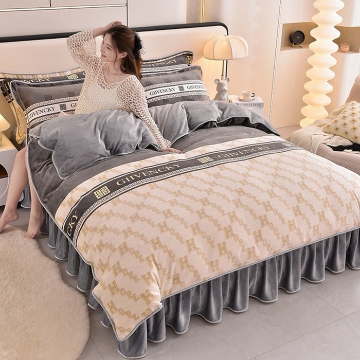 91家纺网 家纺一手货源 找家纺 （总）沐妍家纺 2025新款8斤加厚保暖金貂绒牛奶绒印花四件套