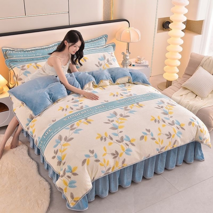 91家纺网 家纺一手货源 找家纺 （总）沐妍家纺 2025新款8斤加厚保暖金貂绒牛奶绒印花四件套