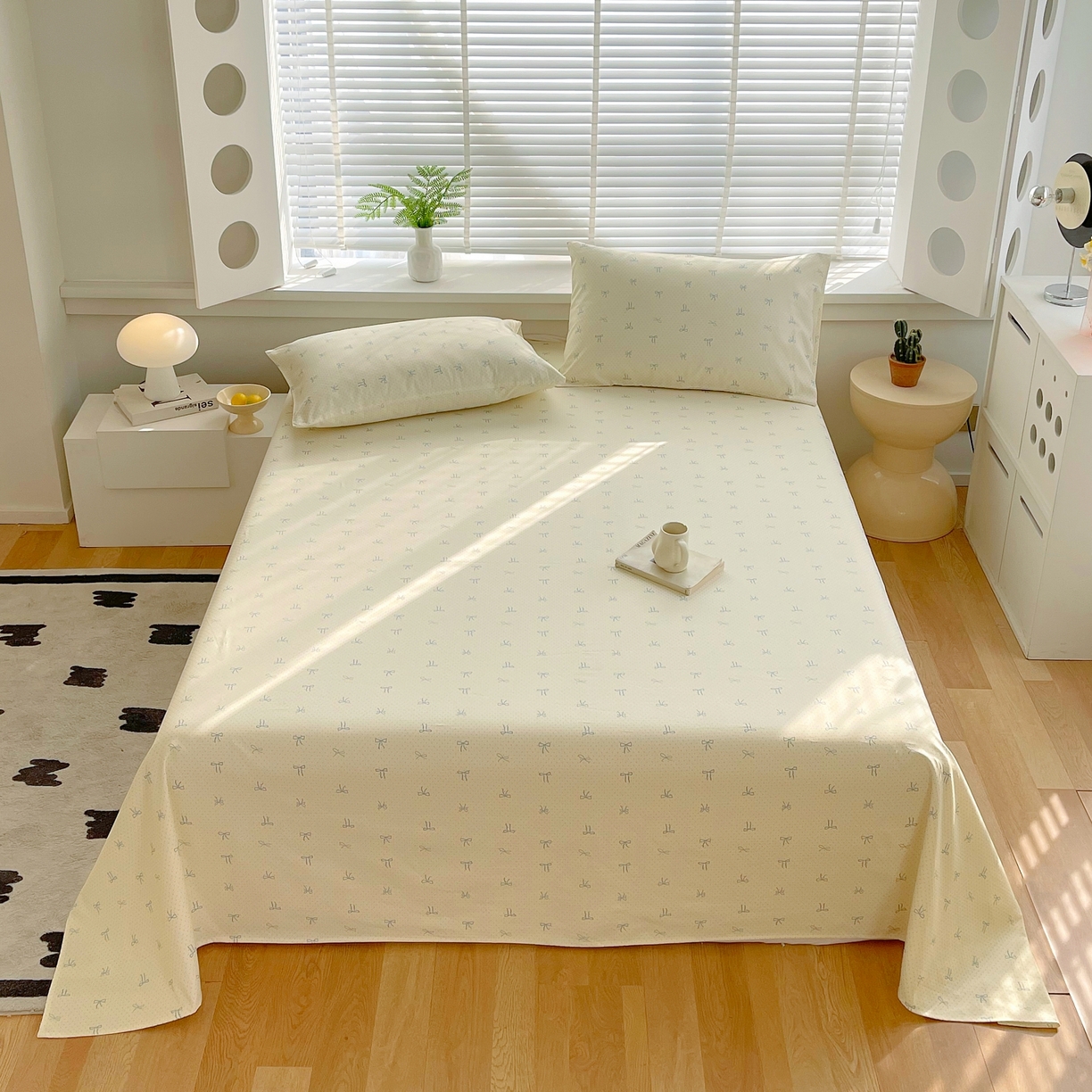 91家纺网 家纺一手货源 找家纺 爱彼家纺 2026春夏新款A类全棉纯棉老粗布凉席三件套席子床单-系列四 华夫格-蝴蝶结