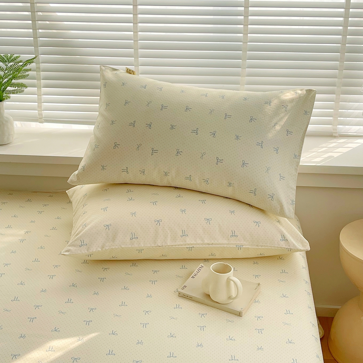 91家纺网 家纺一手货源 找家纺 爱彼家纺 2026春夏新款A类全棉纯棉老粗布凉席三件套席子床单-系列四 华夫格-蝴蝶结