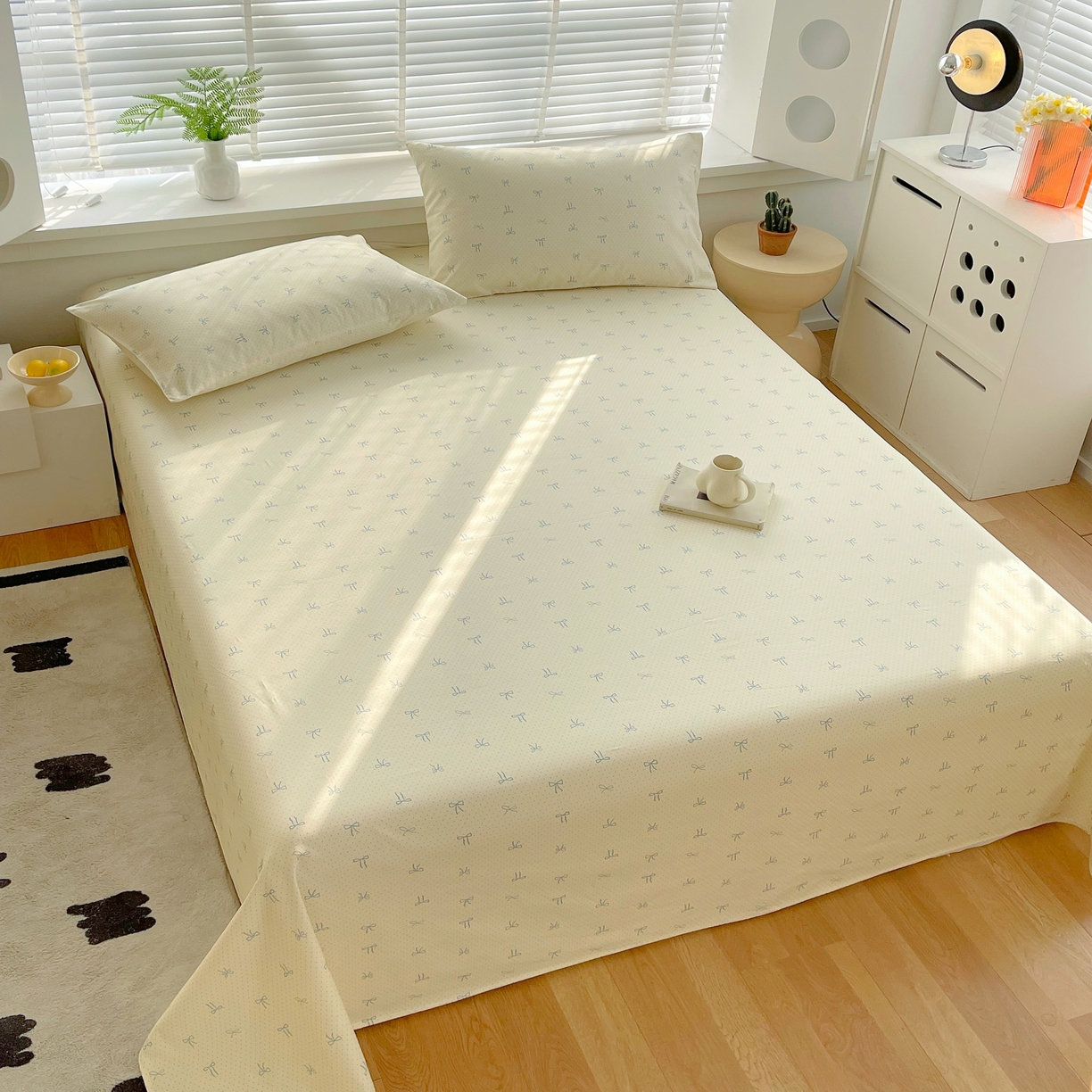 91家纺网 家纺一手货源 找家纺 爱彼家纺 2026春夏新款A类全棉纯棉老粗布凉席三件套席子床单-系列四 华夫格-蝴蝶结