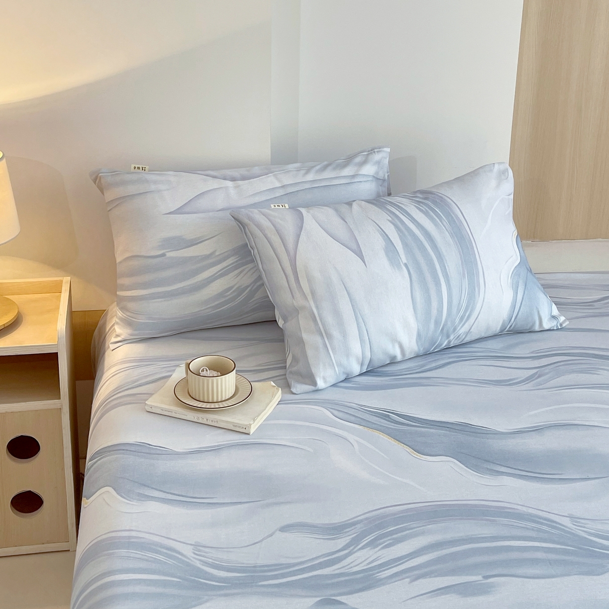 91家纺网 家纺一手货源 找家纺 爱彼家纺 2026春夏新款A类全棉纯棉老粗布凉席三件套席子床单-系列四 华夫格-水墨江南