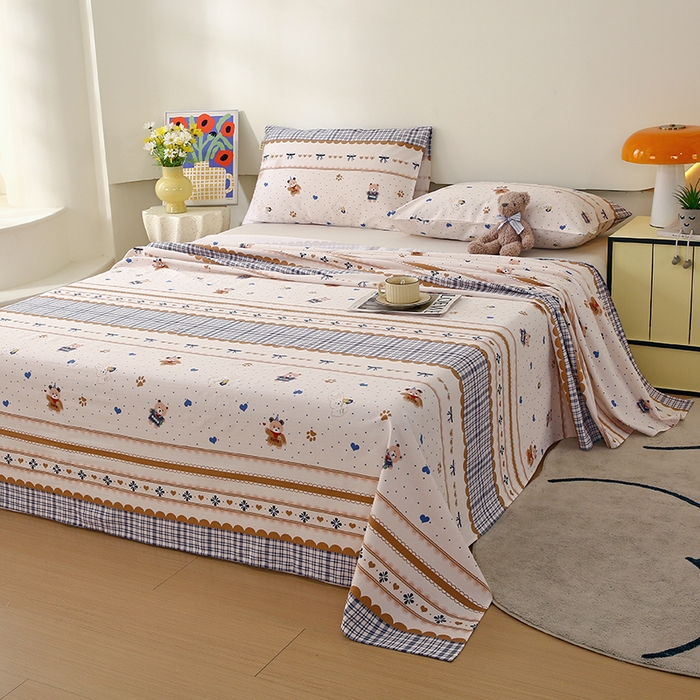 91家纺网 家纺一手货源 找家纺 爱彼家纺 2026春夏新款A类全棉纯棉老粗布凉席三件套席子床单-系列四 华夫格-童话世界