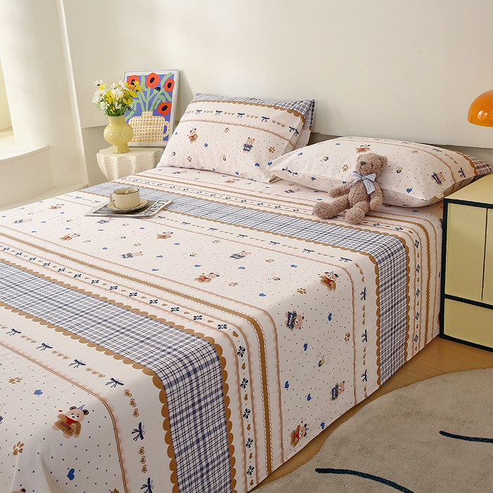 91家纺网 家纺一手货源 找家纺 爱彼家纺 2026春夏新款A类全棉纯棉老粗布凉席三件套席子床单-系列四 华夫格-童话世界