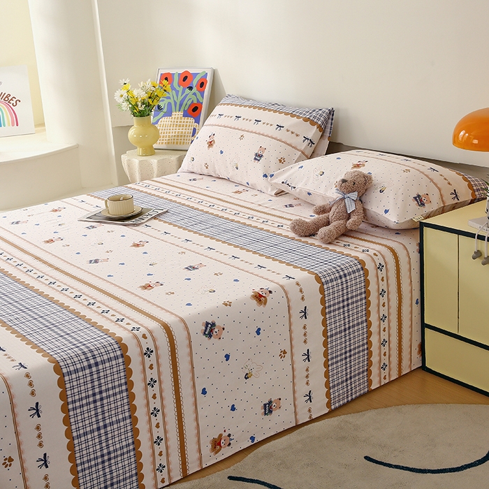 91家纺网 家纺一手货源 找家纺 爱彼家纺 2026春夏新款A类全棉纯棉老粗布凉席三件套席子床单-系列四 华夫格-童话世界