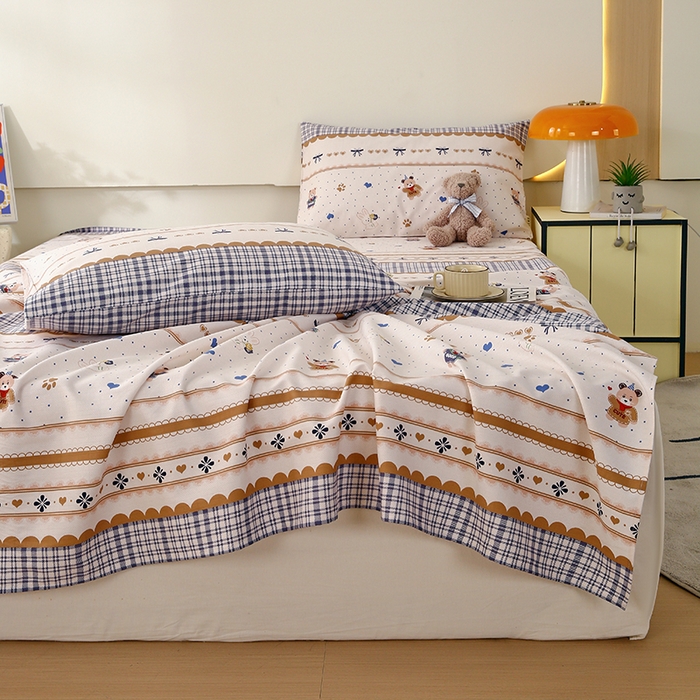 91家纺网 家纺一手货源 找家纺 爱彼家纺 2026春夏新款A类全棉纯棉老粗布凉席三件套席子床单-系列四 华夫格-童话世界