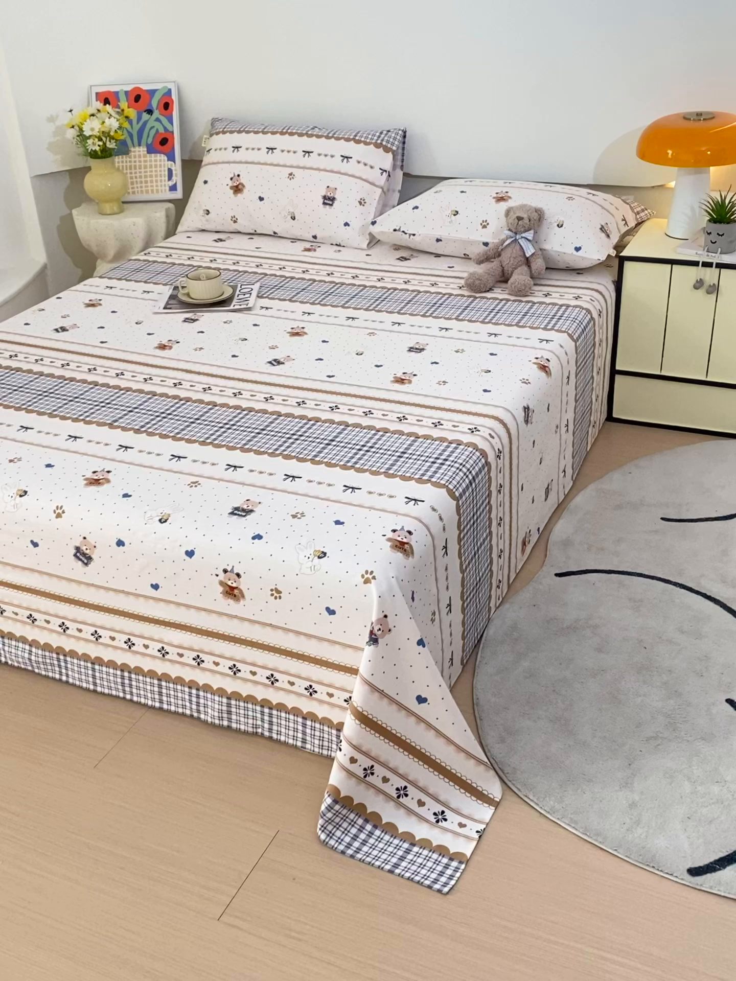 91家纺网 家纺一手货源 找家纺 爱彼家纺 2026春夏新款A类全棉纯棉老粗布凉席三件套席子床单-系列四 华夫格-童话世界