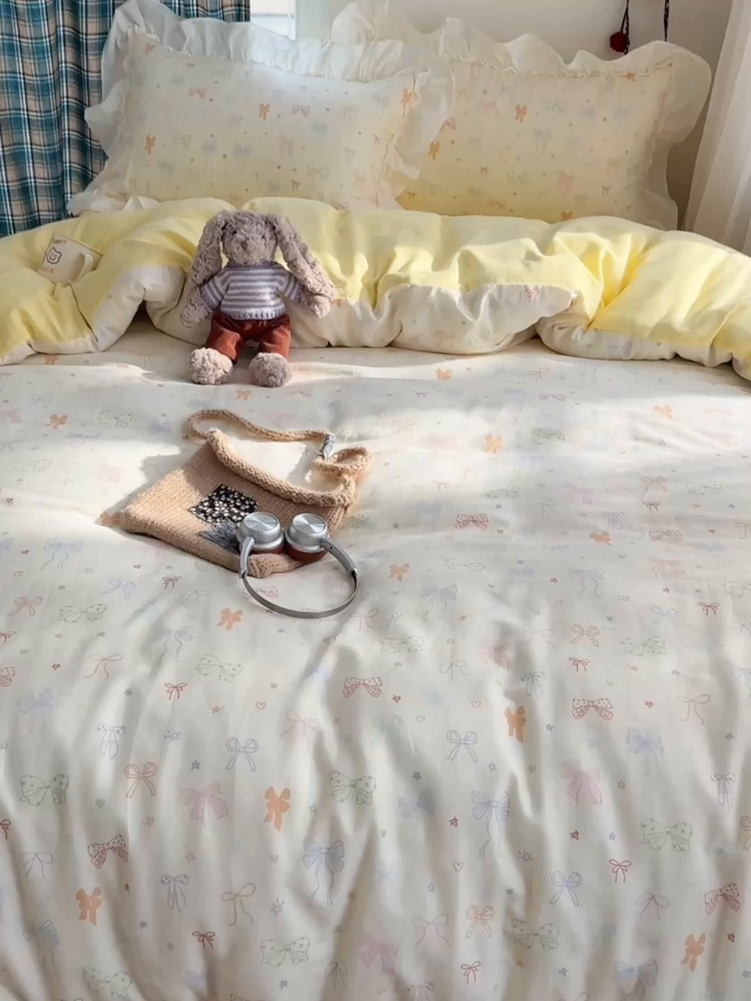 91家纺网 家纺一手货源 找家纺 丽涵家纺 2026新款法式立体花边全棉纯棉双层纱四件套 浪漫蝴蝶结