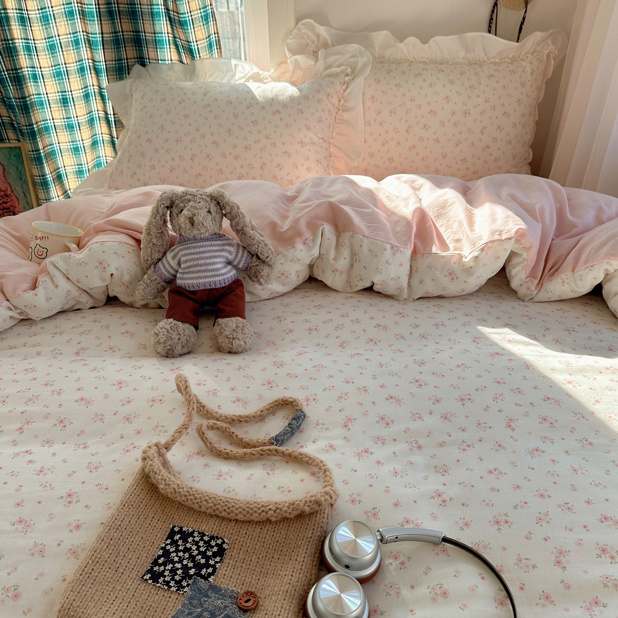 91家纺网 家纺一手货源 找家纺 丽涵家纺 2026新款法式立体花边全棉纯棉双层纱四件套 蔷薇之恋