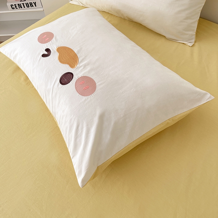 91家纺网 家纺一手货源 找家纺 涵宸家纺 2026新款全棉贴布绣小清新卡通系列四件套 快乐呀