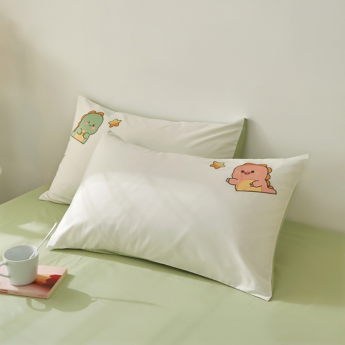 91家纺网 家纺一手货源 找家纺 涵宸家纺 2026新款全棉贴布绣小清新卡通系列四件套 萌龙