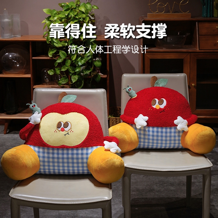 91家纺网 家纺一手货源 找家纺 仟亿莱 2026新款惊讶苹果小虫大脚床头靠垫 组合图（仅供展示不可下单）