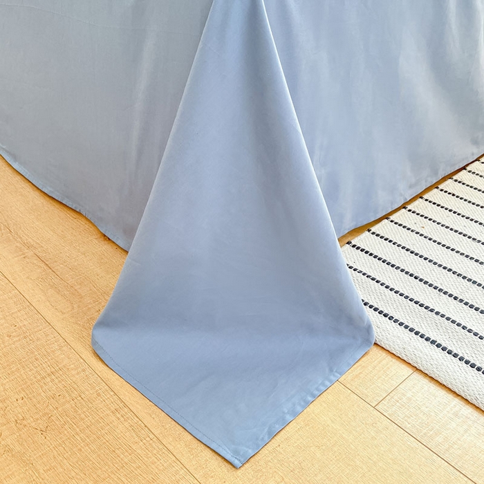 91家纺网 家纺一手货源 找家纺 涵宸家纺 2026新款全棉纯色四件套-米兰-场景一 米兰-奶白+湖兰