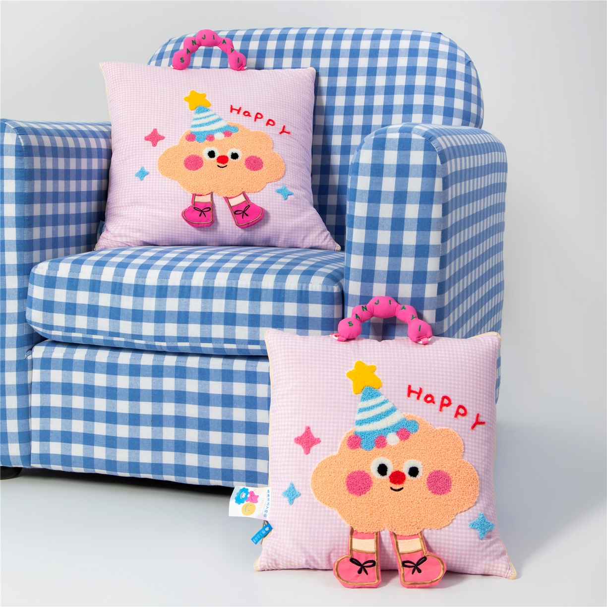 91家纺网 家纺一手货源 找家纺 （总）雷娜家居 2026新款水洗木棉手提款云朵曲奇抱枕被