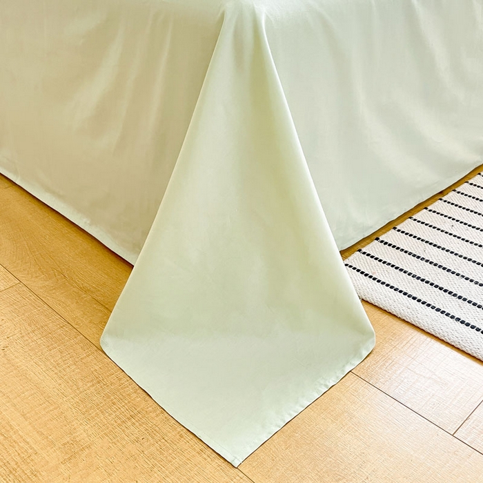 91家纺网 家纺一手货源 找家纺 涵宸家纺 2026新款全棉纯色四件套-米兰-场景一 米兰-浅黄+月光绿