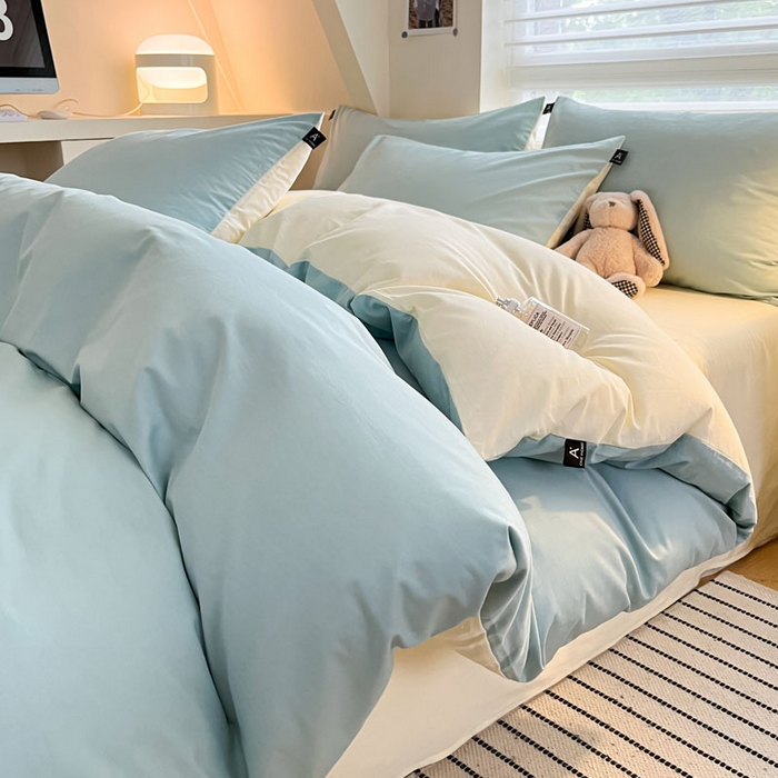 涵宸家纺 2026新款全棉纯色四件套-米兰-场景一 米兰-幸运兰+ 奶白