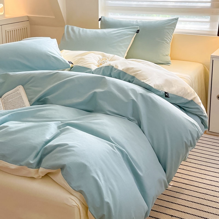 91家纺网 家纺一手货源 找家纺 涵宸家纺 2026新款全棉纯色四件套-米兰-场景一 米兰-幸运兰+ 奶白