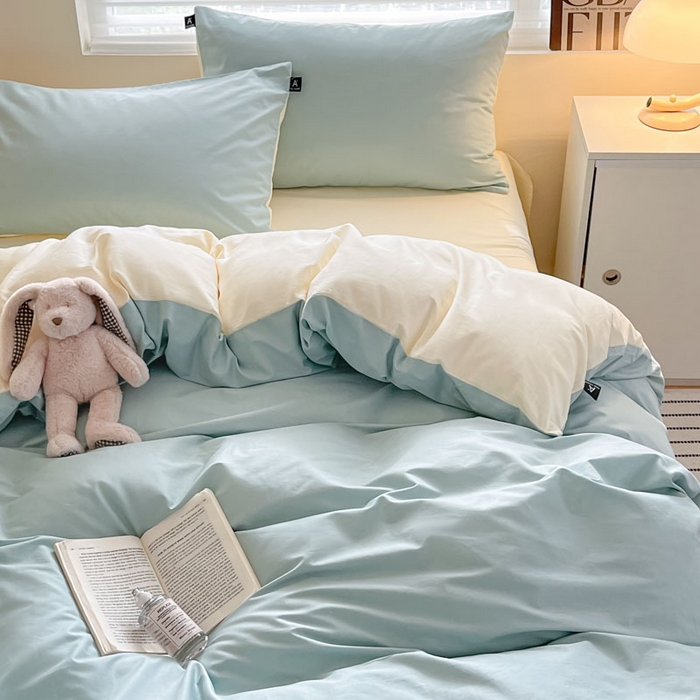 91家纺网 家纺一手货源 找家纺 涵宸家纺 2026新款全棉纯色四件套-米兰-场景一 米兰-幸运兰+ 奶白