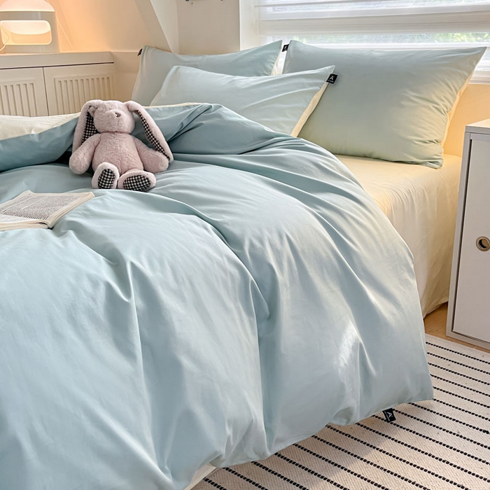 91家纺网 家纺一手货源 找家纺 涵宸家纺 2026新款全棉纯色四件套-米兰-场景一 米兰-幸运兰+ 奶白