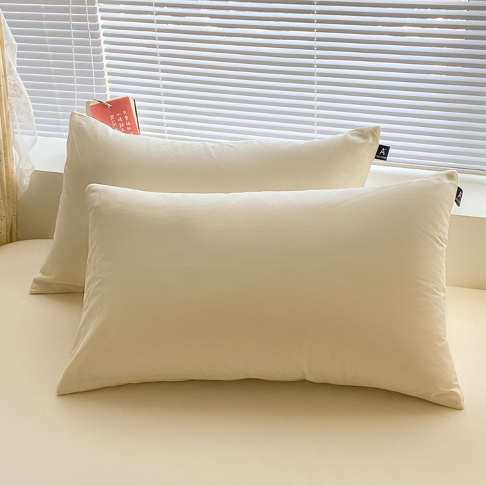 涵宸家纺 2026新款全棉纯色单枕套-米兰 枕套-奶白