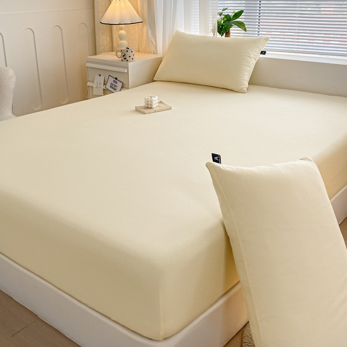 91家纺网 家纺一手货源 找家纺 涵宸家纺 2026新款全棉纯色单枕套-米兰 枕套-奶白