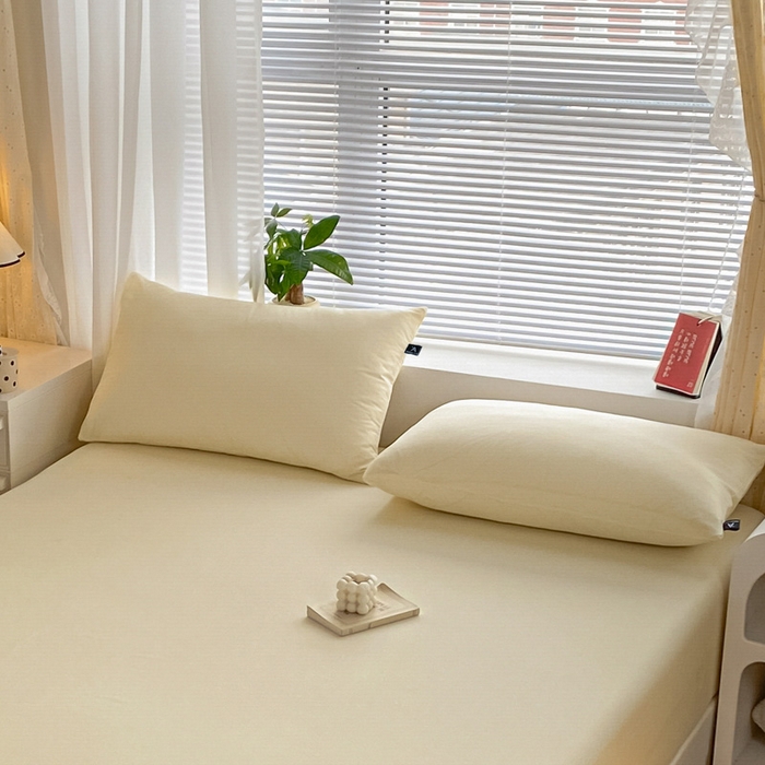 91家纺网 家纺一手货源 找家纺 涵宸家纺 2026新款全棉纯色单枕套-米兰 枕套-奶白