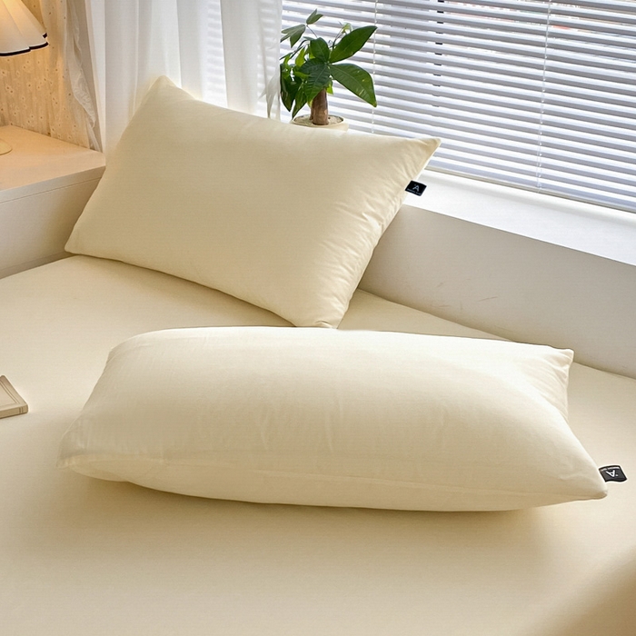 91家纺网 家纺一手货源 找家纺 涵宸家纺 2026新款全棉纯色单枕套-米兰 枕套-奶白