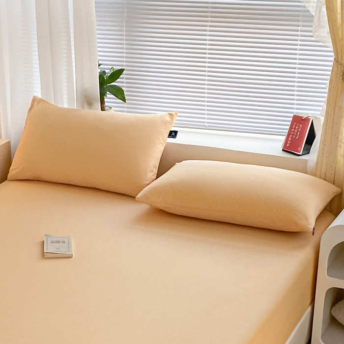 91家纺网 家纺一手货源 找家纺 涵宸家纺 2026新款全棉纯色单枕套-米兰 枕套-浅黄