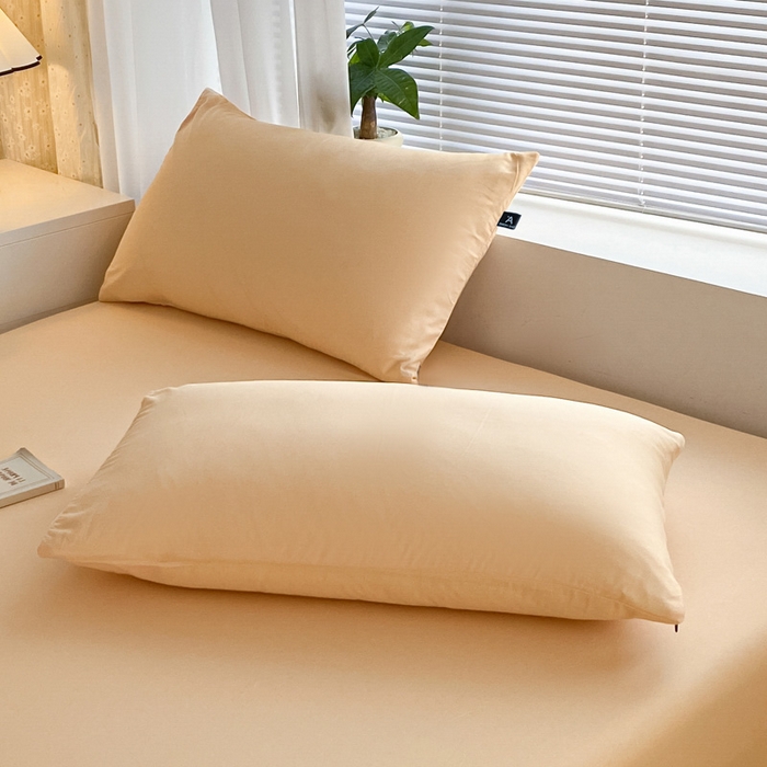 91家纺网 家纺一手货源 找家纺 涵宸家纺 2026新款全棉纯色单枕套-米兰 枕套-浅黄