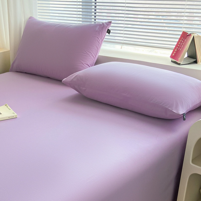 91家纺网 家纺一手货源 找家纺 涵宸家纺 2026新款全棉纯色单枕套-米兰 枕套-青紫