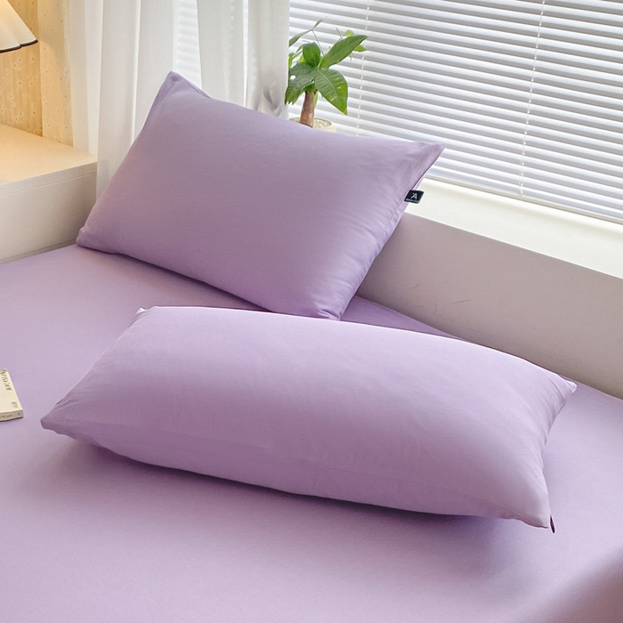 91家纺网 家纺一手货源 找家纺 涵宸家纺 2026新款全棉纯色单枕套-米兰 枕套-青紫