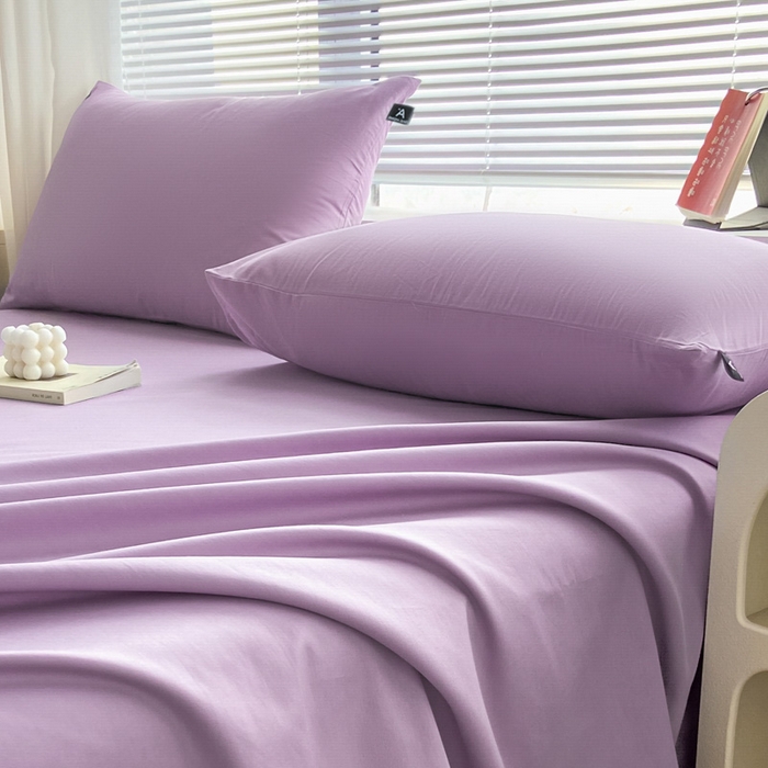 91家纺网 家纺一手货源 找家纺 涵宸家纺 2026新款全棉纯色单枕套-米兰 枕套-青紫