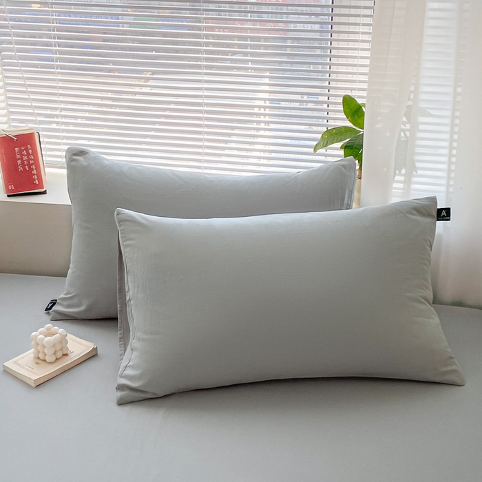 91家纺网 家纺一手货源 找家纺 涵宸家纺 2026新款全棉纯色单枕套-米兰 枕套-梧桐灰