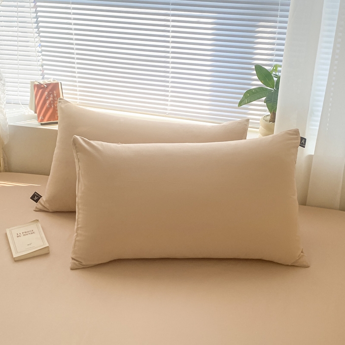 涵宸家纺 2026新款全棉纯色单枕套-米兰 枕套-杏色