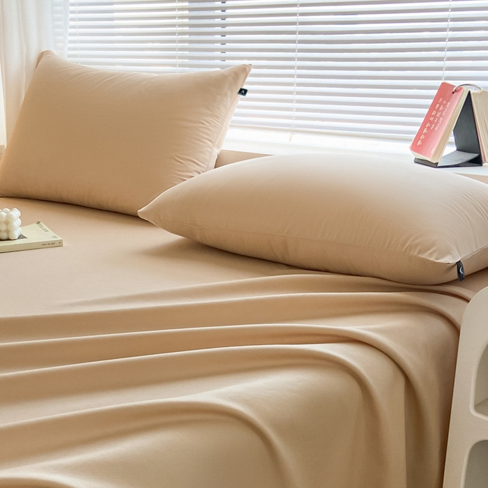 91家纺网 家纺一手货源 找家纺 涵宸家纺 2026新款全棉纯色单枕套-米兰 枕套-杏色