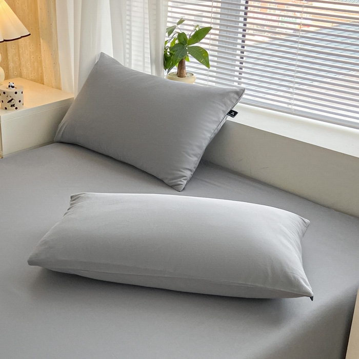 91家纺网 家纺一手货源 找家纺 涵宸家纺 2026新款全棉纯色单枕套-米兰 枕套-银灰