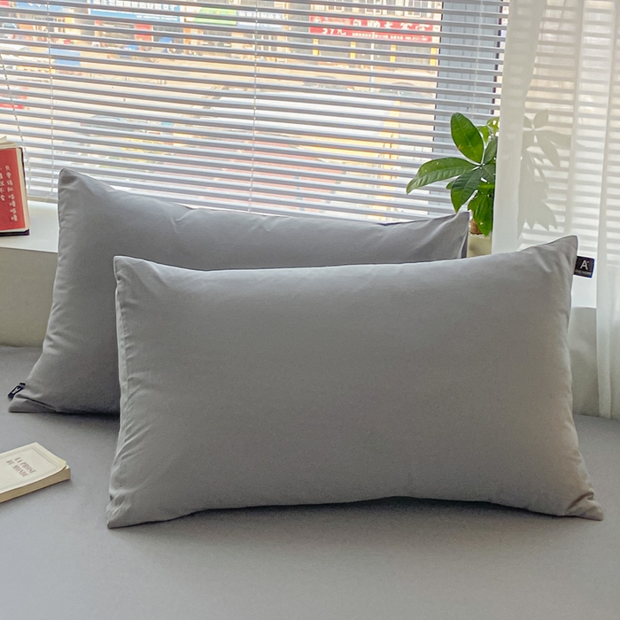 91家纺网 家纺一手货源 找家纺 涵宸家纺 2026新款全棉纯色单枕套-米兰 枕套-银灰