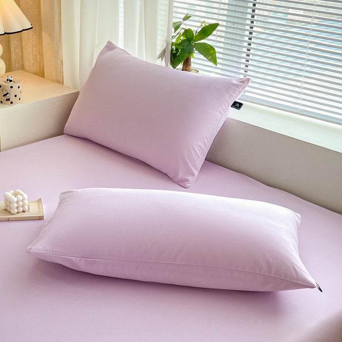 91家纺网 家纺一手货源 找家纺 涵宸家纺 2026新款全棉纯色单枕套-米兰 枕套-优雅紫