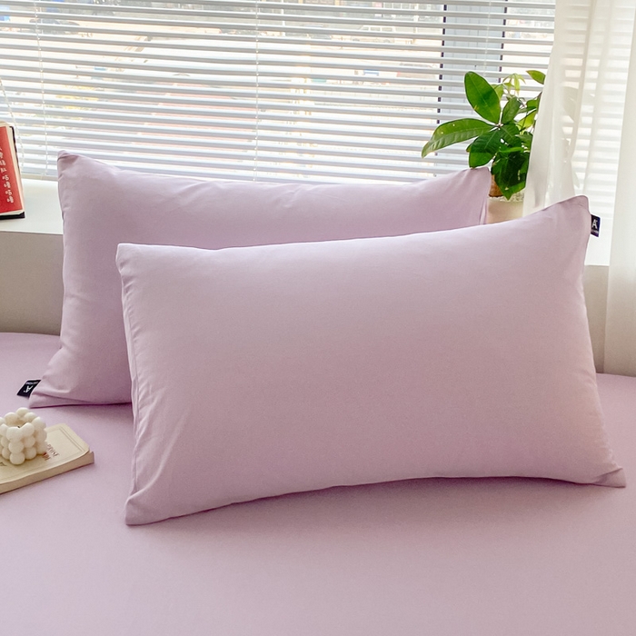 91家纺网 家纺一手货源 找家纺 涵宸家纺 2026新款全棉纯色单枕套-米兰 枕套-优雅紫