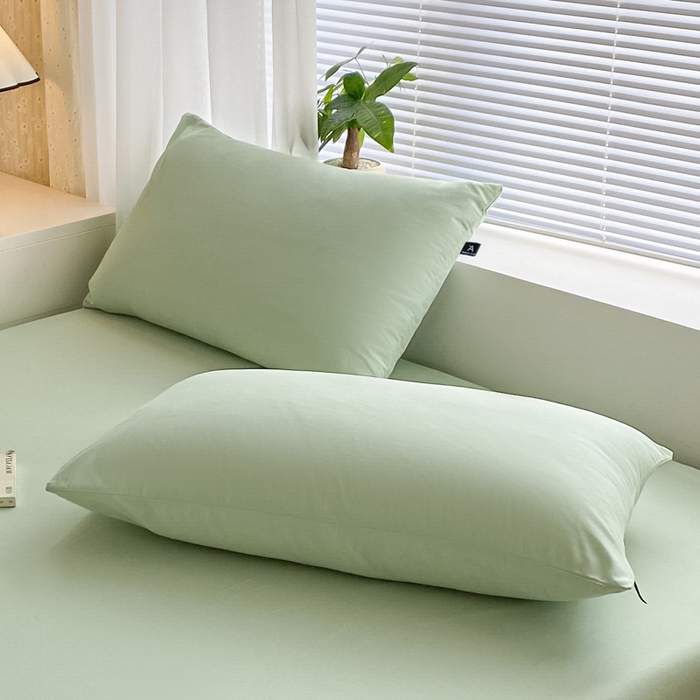 91家纺网 家纺一手货源 找家纺 涵宸家纺 2026新款全棉纯色单枕套-米兰 枕套-月光绿