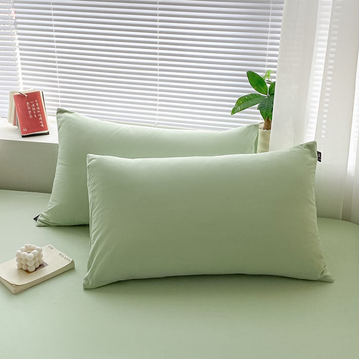 91家纺网 家纺一手货源 找家纺 涵宸家纺 2026新款全棉纯色单枕套-米兰 枕套-月光绿