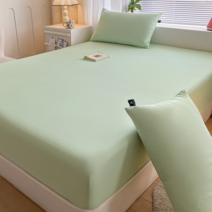 91家纺网 家纺一手货源 找家纺 涵宸家纺 2026新款全棉纯色单枕套-米兰 枕套-月光绿