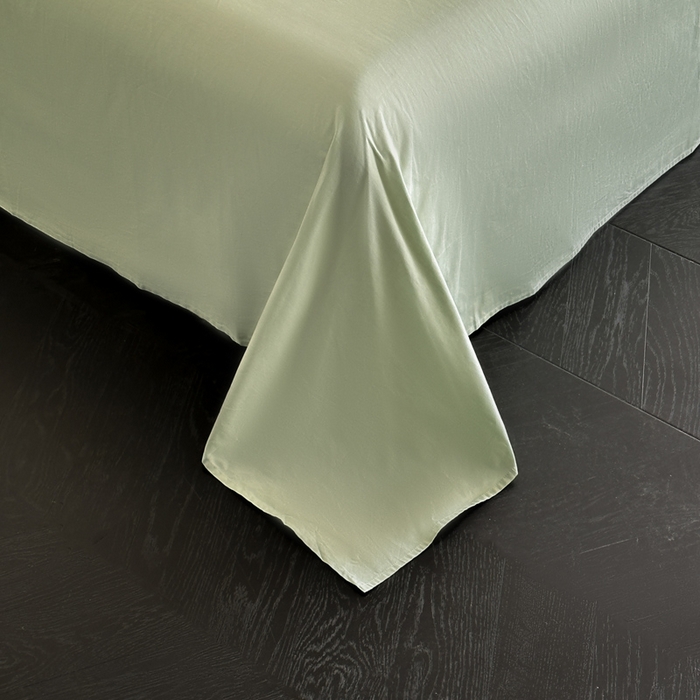 91家纺网 家纺一手货源 找家纺 涵宸家纺 2026新款全棉纯色四件套-米兰-场景二 米兰（浅黄+月光绿）